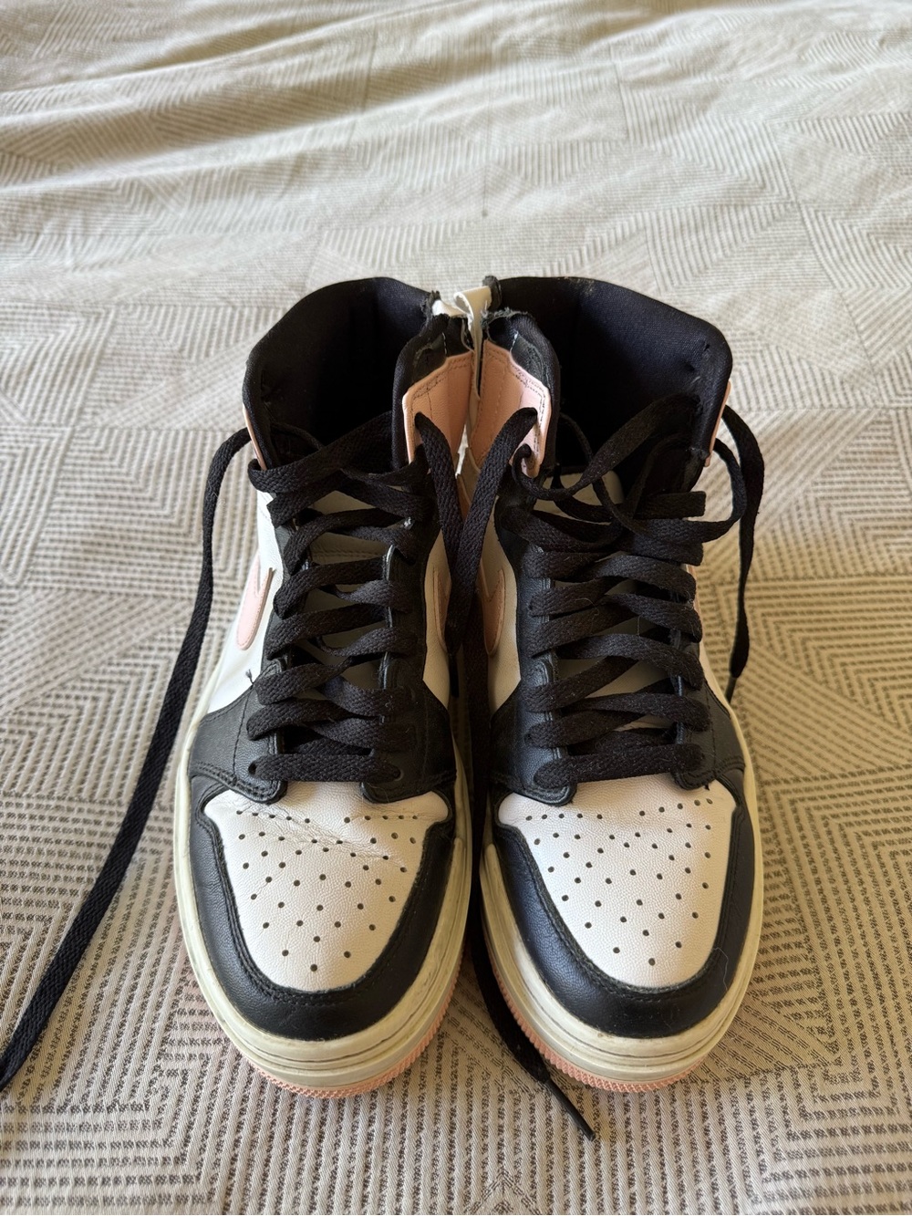 Nike Air Jordan Women’s High-Top Sneakers in White, Black & Light Pink